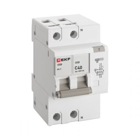 Автоматический выключатель дифференциального тока АД-2 2Р 40А характеристика C 300мА тип АС электронный 4,5кА PROXIMA EKF