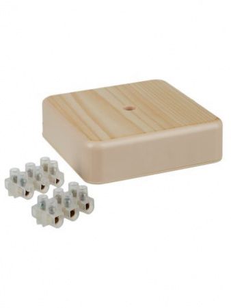 Коробка распаячная КМ41212-04 для открытой проводки безгалогенная (HF) 75х75х20мм сосна (6 клемм 6мм2) IEK