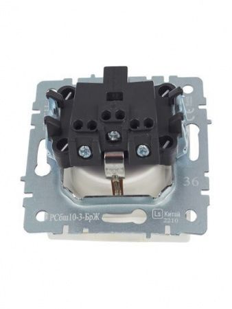 BRITE Розетка 1-местная с заземлением с защитными шторками и крышкой 16А IP20 РСбш10-3-БрЖ жемчуг IEK