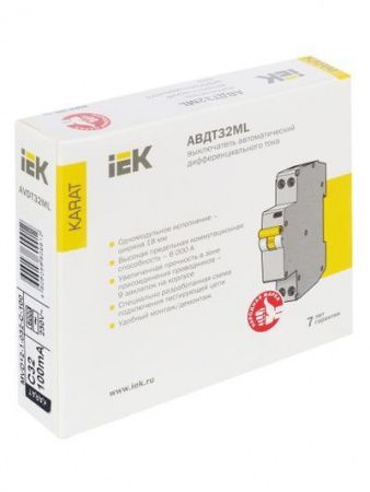Выключатель автоматический дифференциального тока АВДТ32МL C32 100мА KARAT IEK
