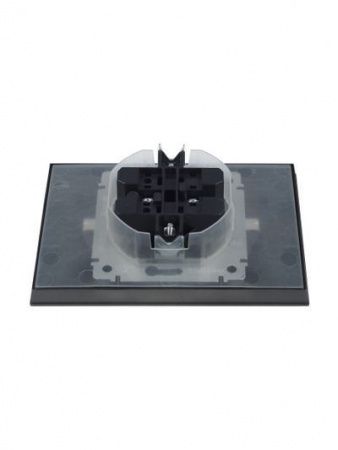 BRITE Розетка 2-местная с заземлением с защитными шторками и крышкой 16А в сборе IP44 РСбш12-3-44-БрС сталь IEK