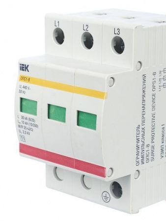 Огран. имп. перенапр.  3П  400B  30-60кА  IEK  ОПС1-В