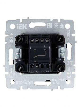 BRITE Выключатель 1-клавишный проходной 10А ВС10-1-6-БрШ шампань IEK