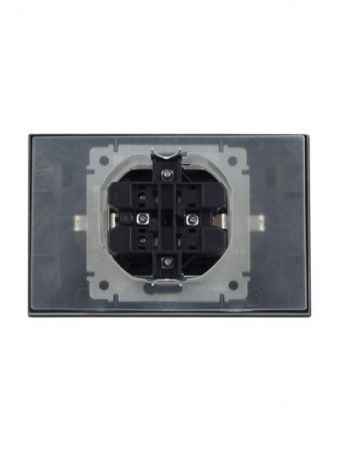 BRITE Розетка 2-местная с заземлением с защитными шторками и крышкой 16А в сборе IP44 РСбш12-3-44-БрС сталь IEK