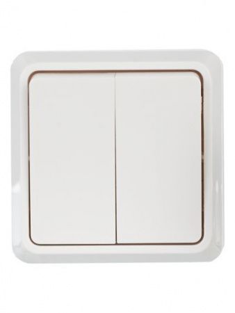 OKTAVA Выключатель 2-клавишный для открытой установки 10А ВС20-2-0-ОБ белый GENERICA