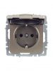 BRITE Розетка 1-местная с заземлением с защитными шторками и крышкой 16А IP44 РСбш10-3-44-БрШ шампань IEK