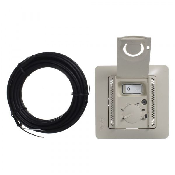 SCH Glossa  Беж. Термостат  электронн. тепл. пола с датч. 10A, в сборе с рамкой  IP20 СП GSL000238