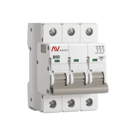 Выключатель автоматический AV-10 3P 50A (B) 10kA EKF AVERES