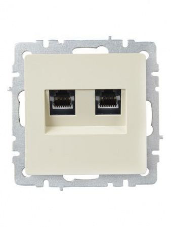 BRITE Розетка компьютерная двойная RJ45 кат.5E РК10-2-БрКр бежевый IEK