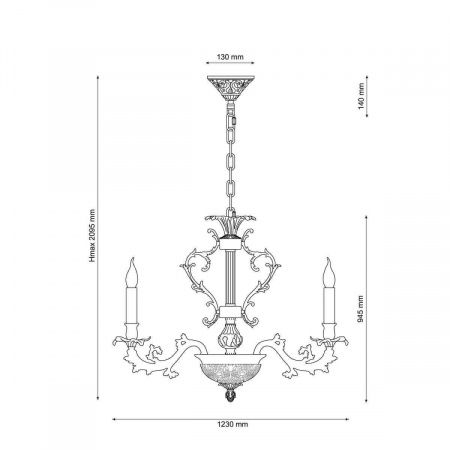 Подвесная люстра Lucia Tucci Firenze 1780.30.3 Antique Gold