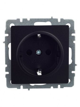 BRITE Розетка 1-местная с заземлением с защитными шторками 16А РС14-1-0-БрЧ черный IEK