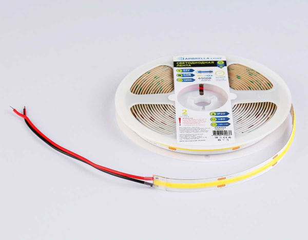 Светодиодная лента Ambrella Light GS4753 COB 528Led/14W m/ 24V IP20 6500K/ 5m*10mm*2mm (2 конт.) GS4753